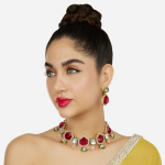 Gold-Plated Austrian Diamonds Studded Meenakari Jewellery Set